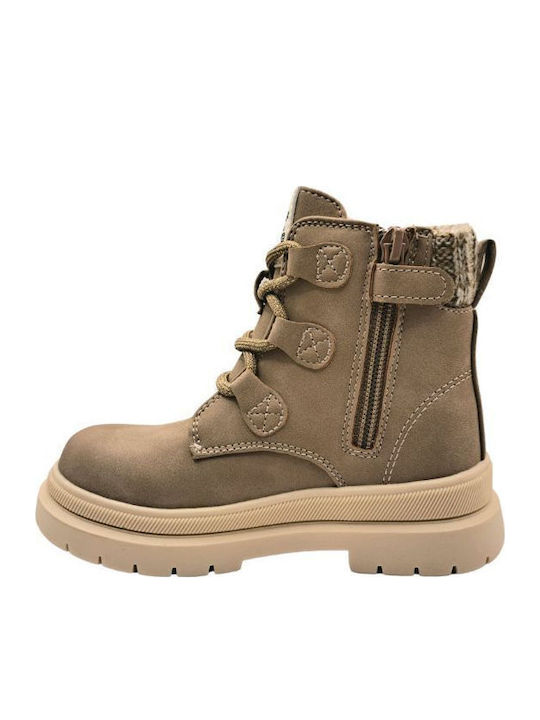 Kinderstiefel mit Schnürsenkeln Sand-Beige