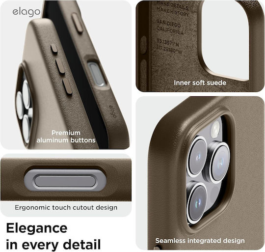 Elago Back Cover Δερμάτινο Καφέ (iPhone 16 Pro Max)