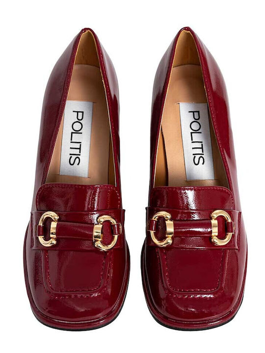Patent Leather Women's Moccasins in Burgundy Color