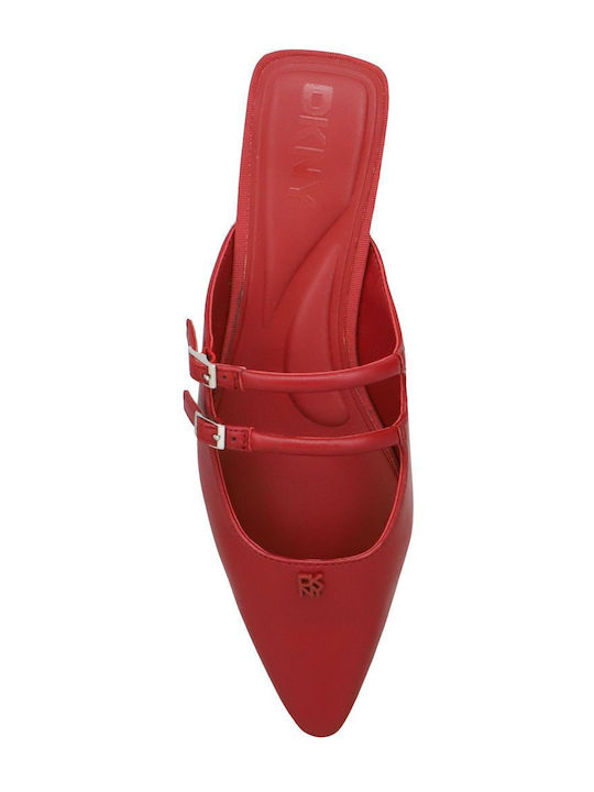 Cahana Flach Leder Mules in Rot Farbe