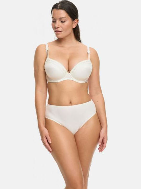 Balconette Λευκό Σουτιέν Push Up με Μπανέλες