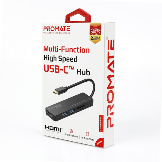 Promate LinkHub-C USB-C Docking Station with HDMI 4K Black