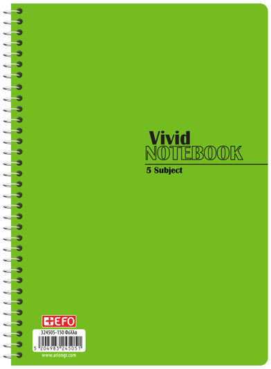 +Efo Τετράδιο Ριγέ Β5 5 Θεμάτων Vivid Πορτοκαλί