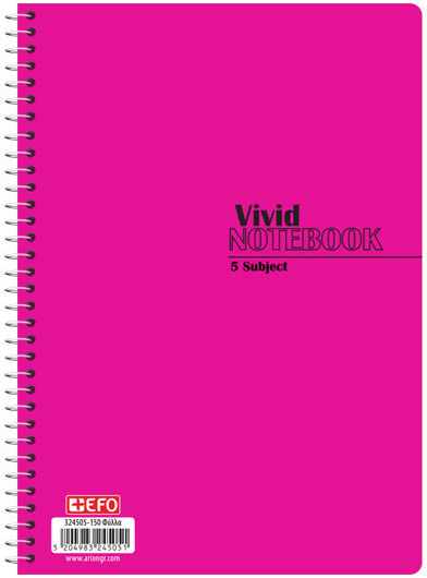 +Efo Τετράδιο Ριγέ Β5 5 Θεμάτων Vivid Πορτοκαλί