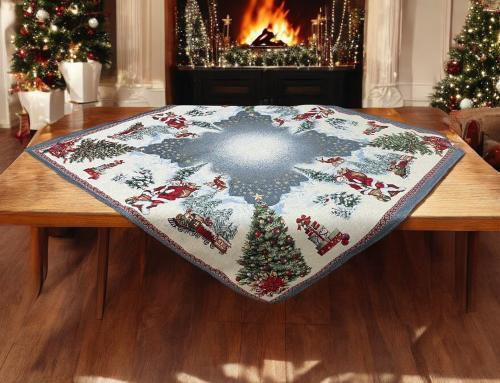 Linea Home Set Christmas Tablecloths Square Fabric White 2pcs