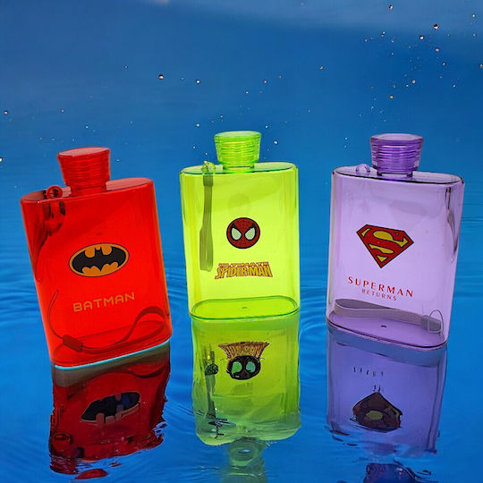 Kids Water Bottle Batman Plastic with Screw Cap Non Spill Red 430ml