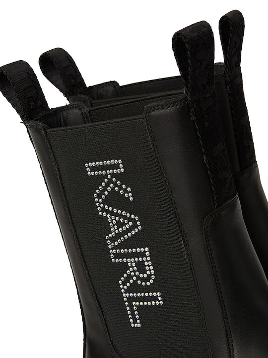 Leder Stiefeletten Damen Schwarz