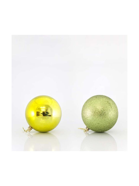 Hanging Ball Ornament Ornament Plastic Green Set 6pcs