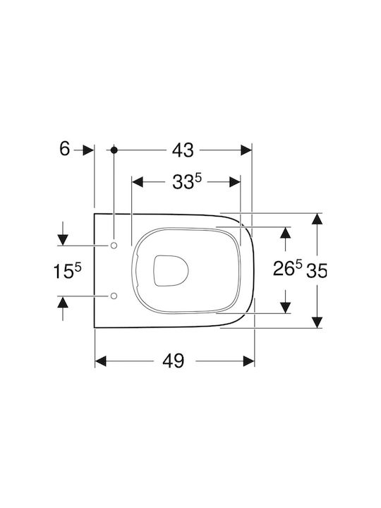 Geberit Smyle Square Short Λεκάνη Κρεμαστή Rimless Χωρίς Κάλυμμα Λευκή 4025416840657