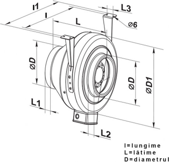 Metal Centrifugal Fan Duct Diameter 123 Mm