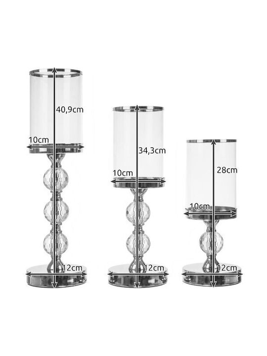 Ruhhy Set of Candle Holders Metal in Transparent Color 3pcs
