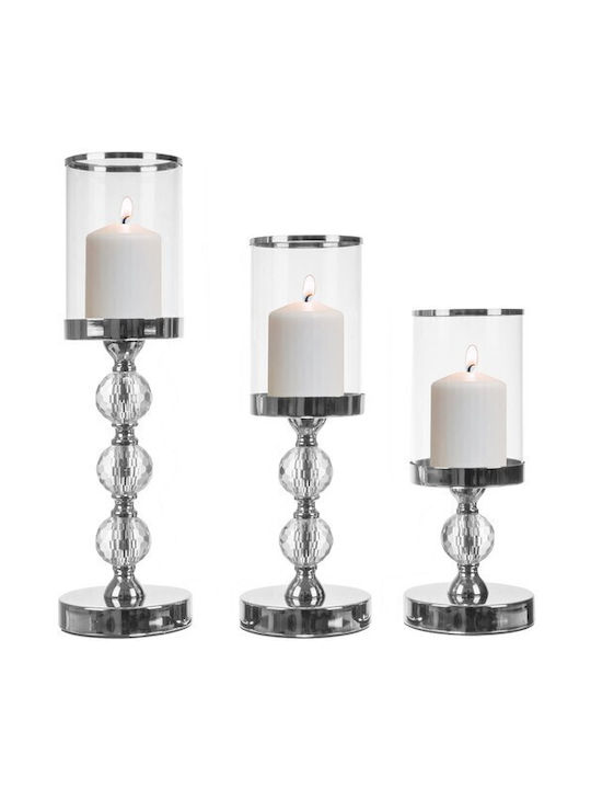 Ruhhy Set of Candle Holders Metal in Transparent Color 3pcs