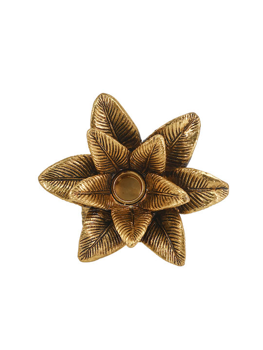 Artekko Candle Holder Polyresin in Gold Color 14.5x26.5x14.5cm 1pcs