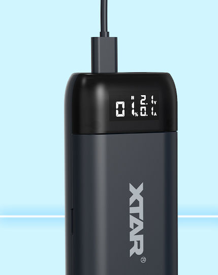 XTAR PB2SL USB Φορτιστής 2 Μπαταριών Li-ion Μεγέθους 18650/21700