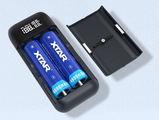 XTAR PB2SL USB Φορτιστής 2 Μπαταριών Li-ion Μεγέθους 18650/21700