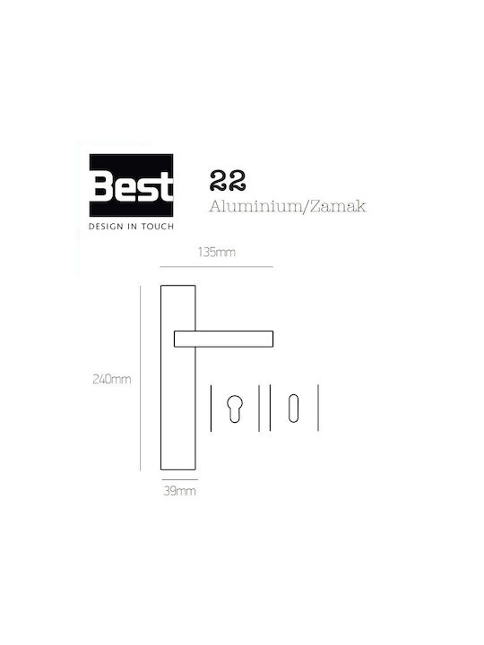 Best Design Lever Front Door with Plate Pair (Center Distance 135mm) Sahara