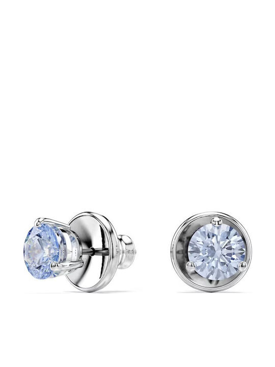 Swarovski Solitaire Σκουλαρίκια Καρφωτά από Ασήμι με Πέτρες Μπλε