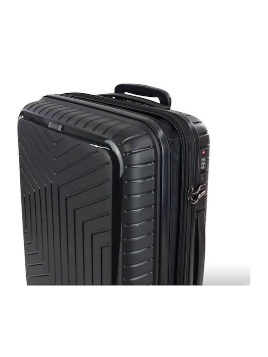 Stelxis Cabin Travel Suitcase Hard Black with 4 Wheels Height 55cm