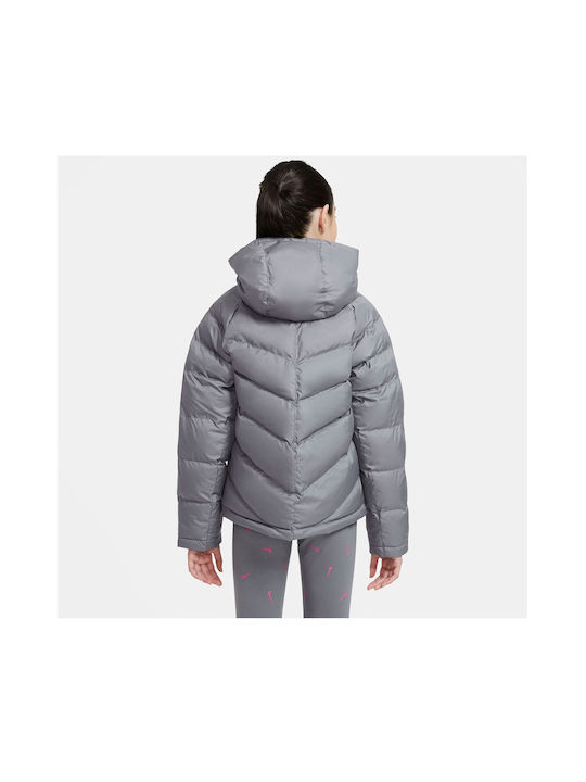 Nike Kids Quilted Jacket with Lining & Hood Grey