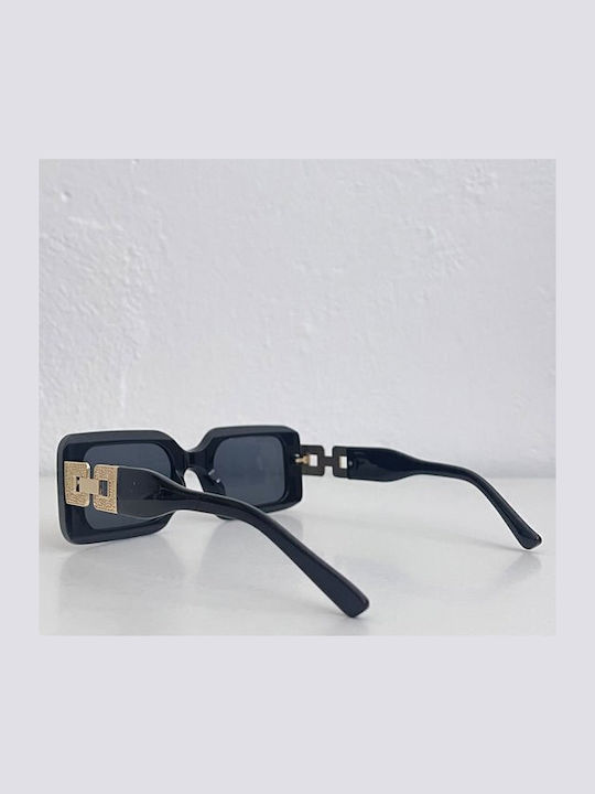 Looks Style Eyewear Γυναικεία Γυαλιά Ηλίου με Μαύρο Μεταλλικό Σκελετό και Μαύρο Φακό 74bex-00007
