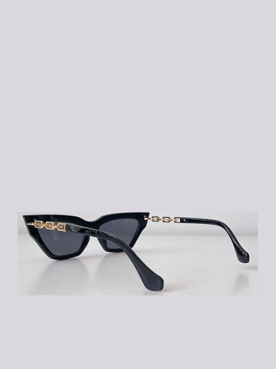 Looks Style Eyewear Γυναικεία Γυαλιά Ηλίου με Μαύρο Κοκκάλινο Σκελετό και Μαύρο Φακό 74cat-02110