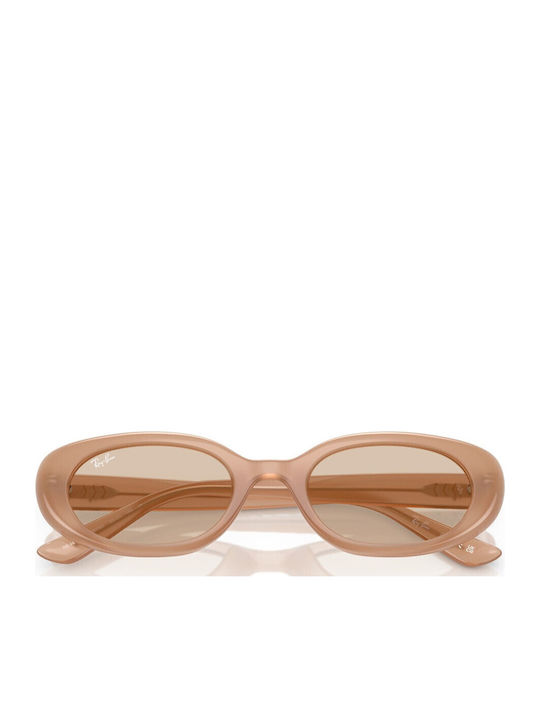 Ray Ban Дамски Слънчеви Очила с Бежова Пластмасова Рамка и Оранжеви Стъкла RB4441D 6787/93
