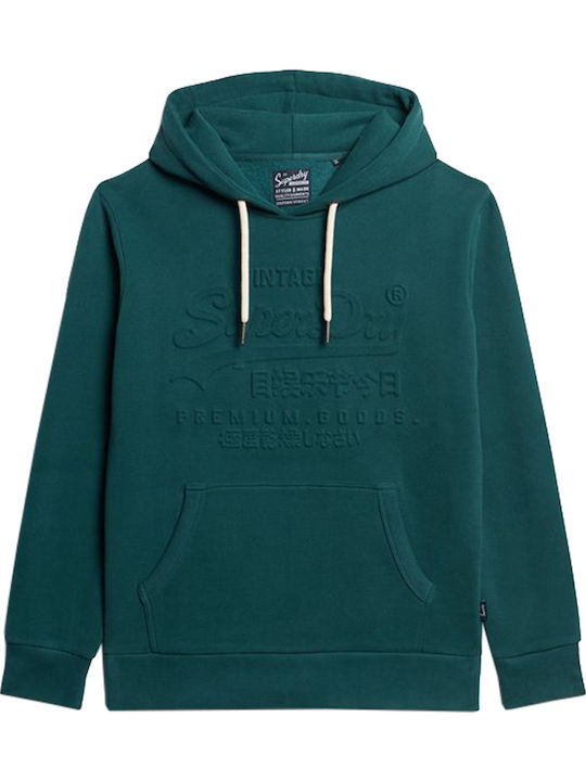 D2 Ovin Embossed Vl Graphic Cardigan with Green Hood