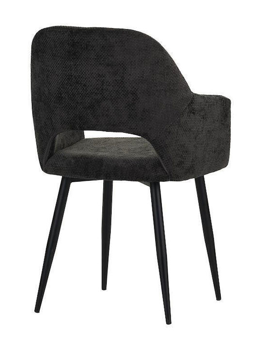 Factols Stühle Speisesaal Black Velvet-Black Metal 1Stück 53x61x84cm