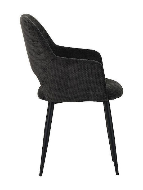Factols Stühle Speisesaal Black Velvet-Black Metal 1Stück 53x61x84cm