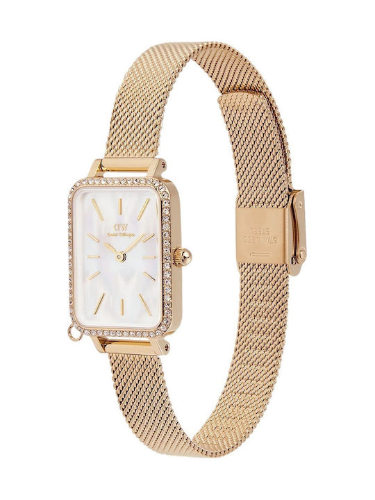 Daniel Wellington Quadro Γυναικείο Ρολόι 26mm Μπαταρίας με Χρυσό Μεταλλικό Μπρασελέ