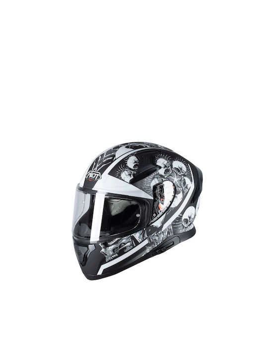 Pilot Skull Black Matt Motorcycle Helmet Full Face ECE 22.05 1500gr with Sunvisor