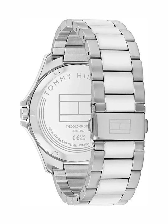 Tommy Hilfiger Bruce Herrenuhr 43mm Batterie mit Silber Metallarmband