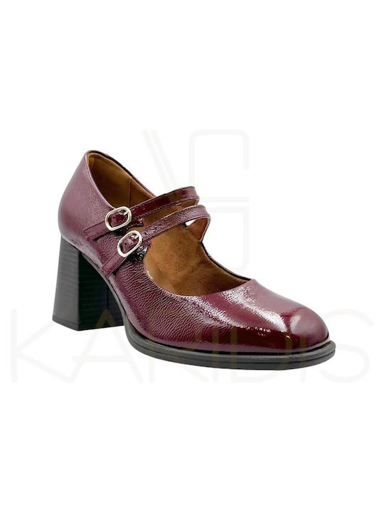 Ragazza Anatomic Leather Burgundy Medium Heels with Strap