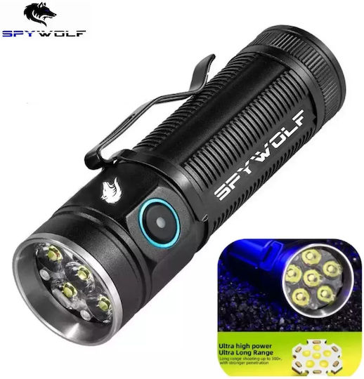 Spywolf Επαναφορτιζόμενος Φακός LED IP65 με Μέγιστη Φωτεινότητα 12000lm