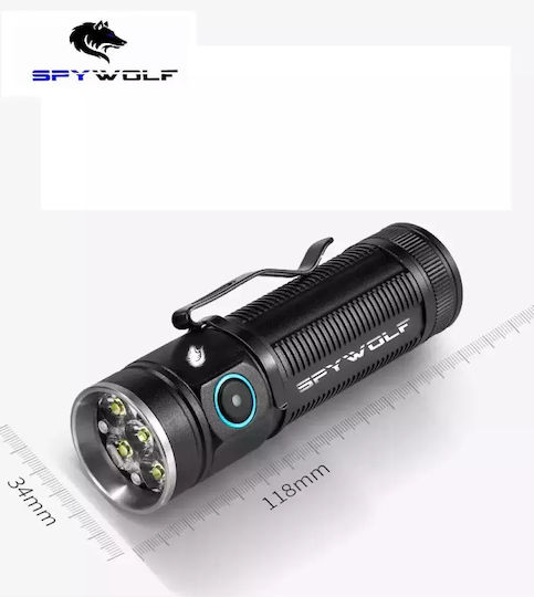 Spywolf Επαναφορτιζόμενος Φακός LED IP65 με Μέγιστη Φωτεινότητα 12000lm