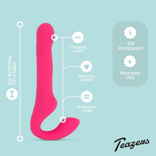 Teazers Strapless Strap On with Dildo with Vibration Pink