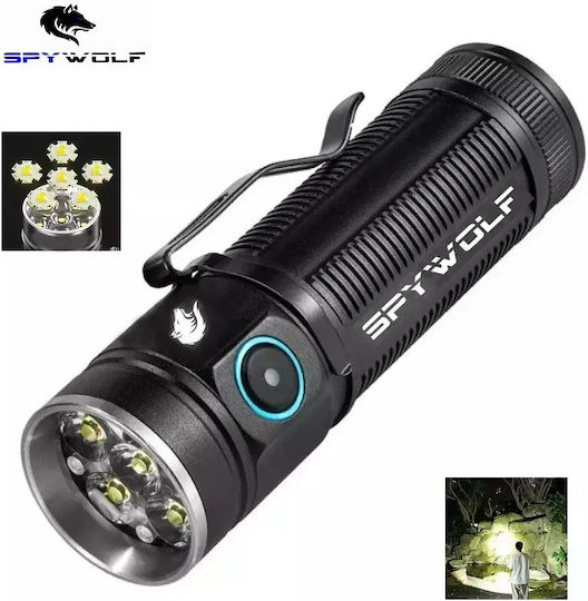 Spywolf Επαναφορτιζόμενος Φακός LED IP65 με Μέγιστη Φωτεινότητα 12000lm