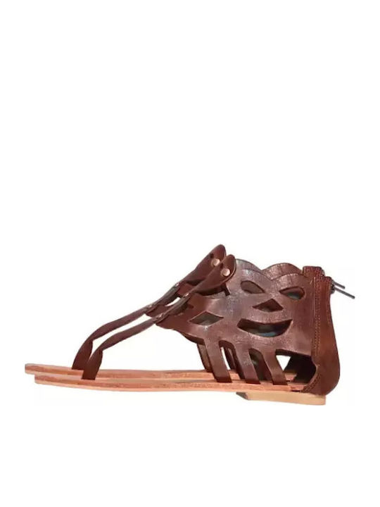 Flache Sandalen für Damen in Braun Farbe