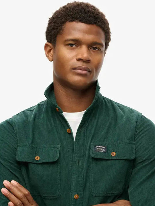 Ovin Trailsman Long Sleeve Corduroy Shirt in Regular Fit Pine Green