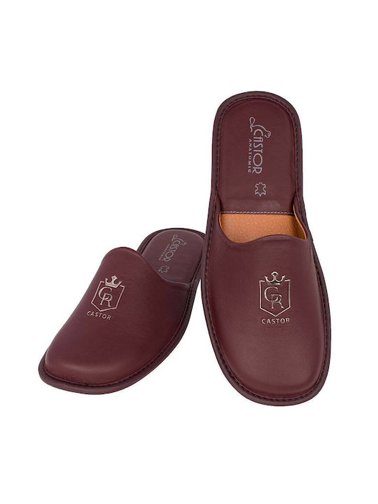 Castor Anatomic Men's Leather Slippers Burgundy