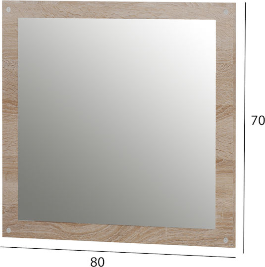 HomeMarkt Като Огледало за Стена с Бежов Дърво Рамка 80x70см 1бр