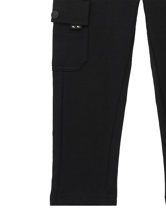 Pantaloni Cargo din Material Textil pentru Copii Black