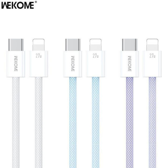 WK Wdc-21 Braided USB-C to Lightning Cable 27W Blue 1m