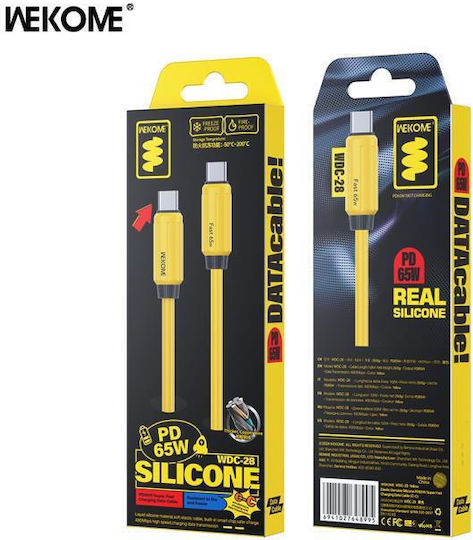 WK Wdc-28 USB 2.0 Cable USB-C Male - USB-C 65W PD Yellow 1m