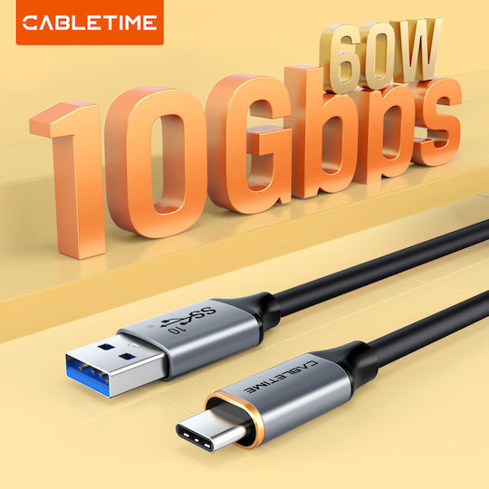 Cabletime Ct-amcmg2-ag1 USB 3.2 Cable USB-C male - USB-A 60W Μαύρο 1m
