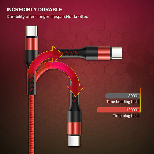 Cabletime Ct-pu32 Geflochten USB 2.0 Kabel USB-C männlich - USB-A 12W Rot 1m