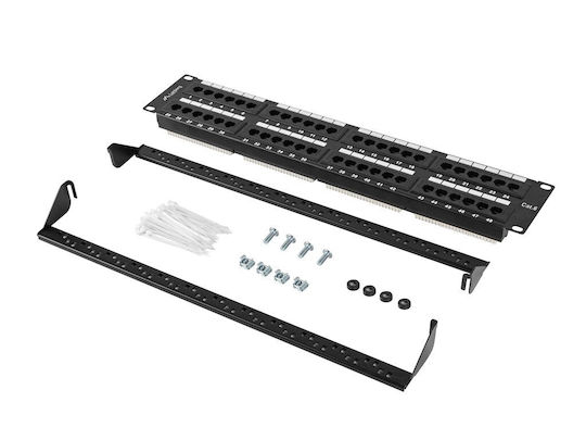 Lanberg Patch Panel για Rack 2U 19" 48 Θυρών Μαύρο