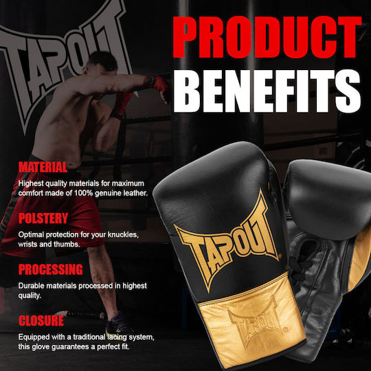 Tapout Γάντια Πυγμαχίας Δερμάτινα για Αγώνα Μαύρα