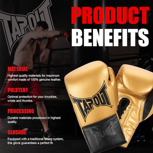 Tapout Боксови Ръкавици Кожени за Състезание Златист