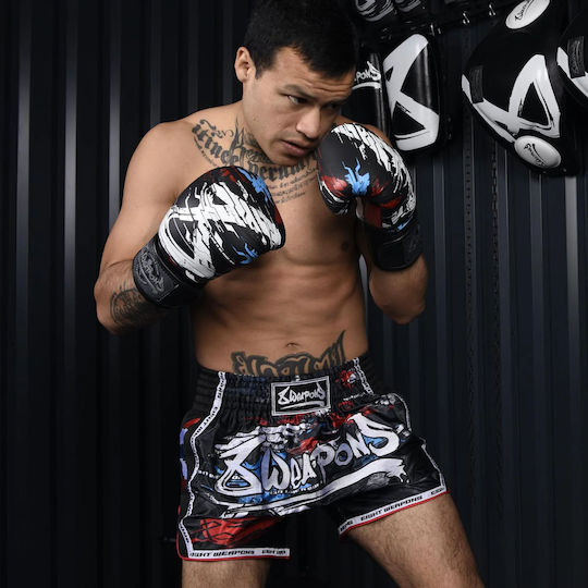 8 Weapons Boxing Gloves Leather for Match Black